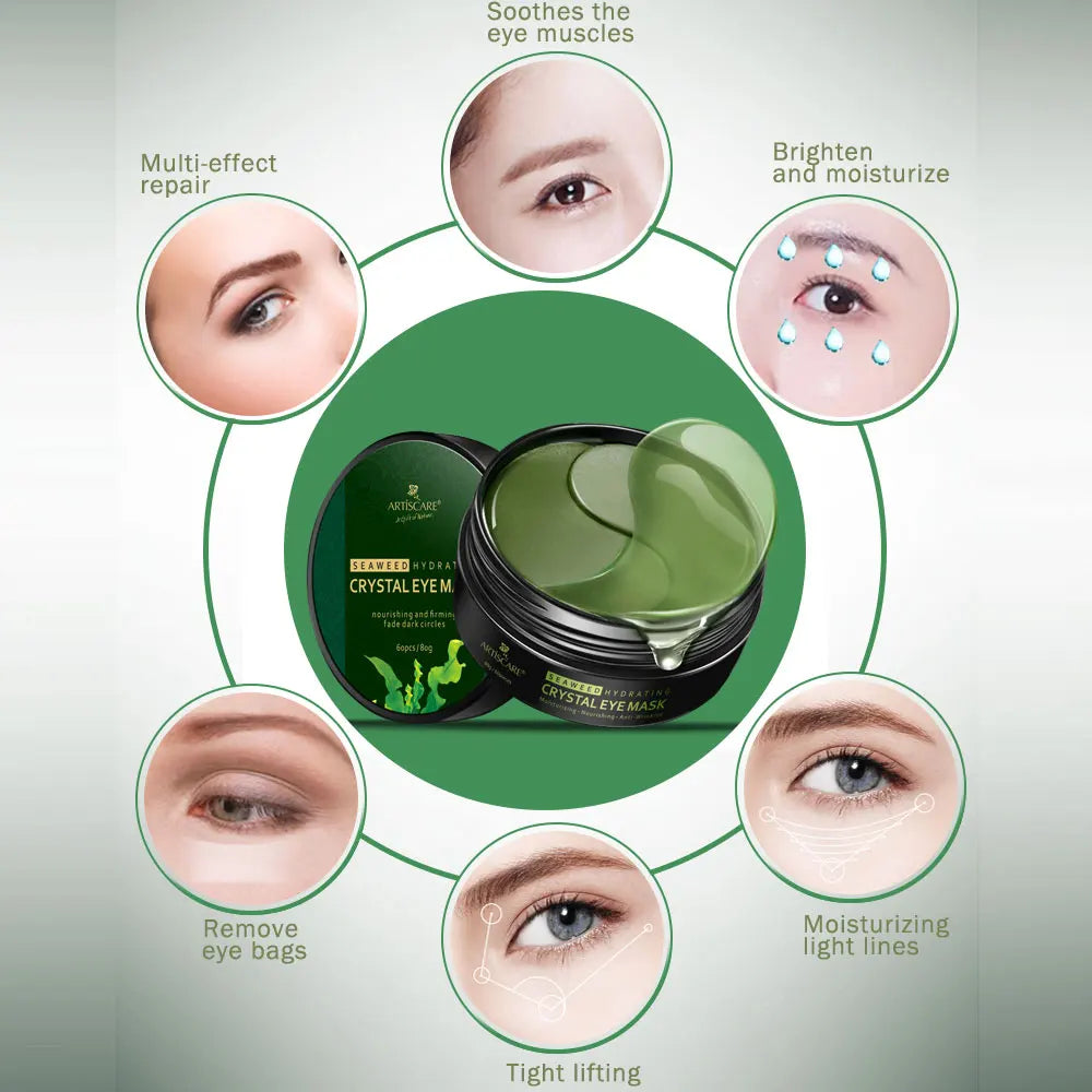 ARTISCARE Seaweed Eye Mask 60pcs for Dark Circles Collagen Gel Moisturizing Eye Patches Eyes Care