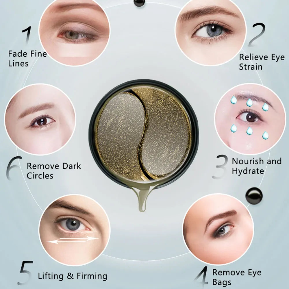 ARTISCARE Black Pearl Eye Patches 60pcs for Moisturizing and Dark Circles Collagen Under Eye Mask Skin Care Products