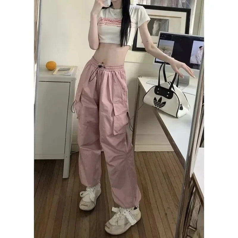 Retro American Work Pants Women's Summer New Style Super Hot INS Spicy Girl Casual Straight Leg Wide Leg Long Trousers