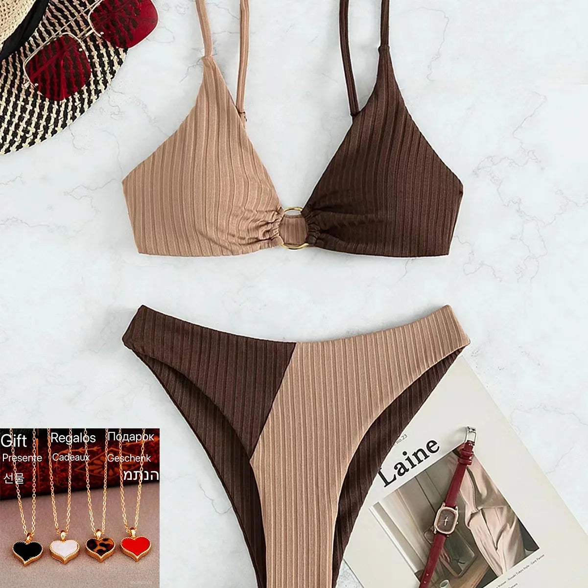 2025 Sexy Bikinis Women's Swimwear Push Up High Waist Swimsuits High Cut Bathing Suits Push Up Beach Bikini Set Female Biquini