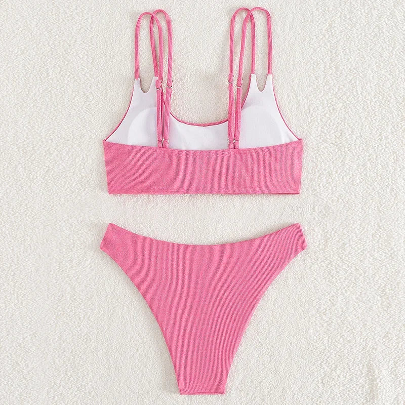 2025 hot cakes Solid Color Backless Bikini for Women, Sexy Summer Beachwear Swimsuit
