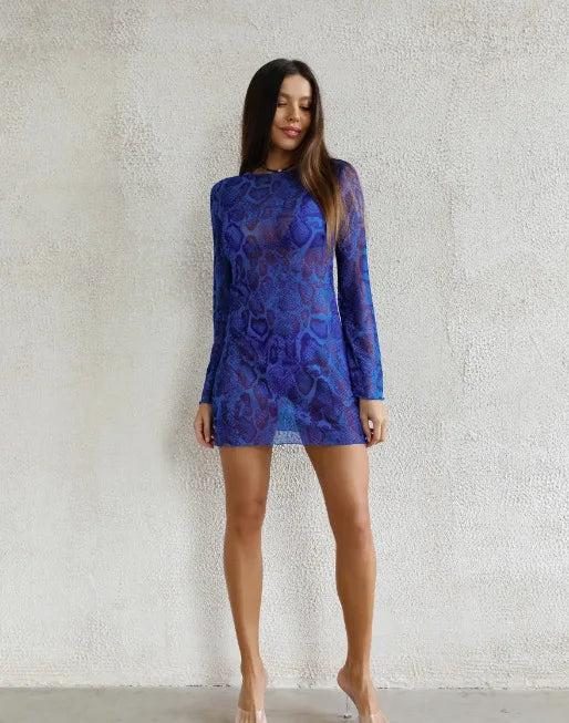Sexy Sheer Mesh Beach Cover Up Dress - Women's Lightweight Bikini Robe With Bell Sleeves, Summer Swimwear Vacation Outfit