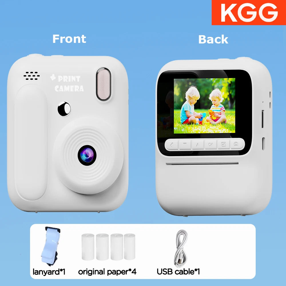 Color Printing Camera  Kids Instant Camera 32GB 1080P Thermal Print Digital Camera Print Photo Video Games Music Children Gift