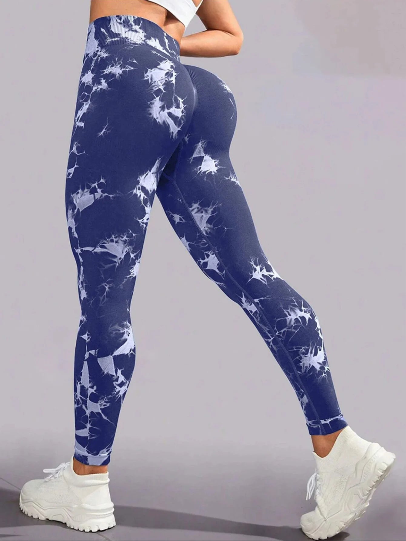Women Tie Dye Gym Leggings Seamless Stretch Athletic Push Up Pants Scrunch Sports Fitness High Waist Workout Yoga Leggins