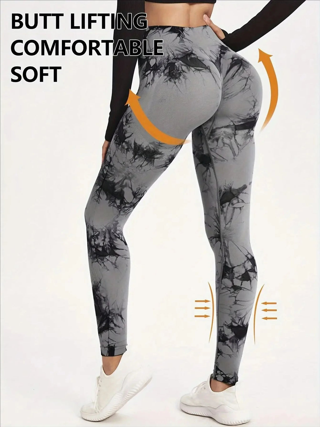 Women Tie Dye Gym Leggings Seamless Stretch Athletic Push Up Pants Scrunch Sports Fitness High Waist Workout Yoga Leggins