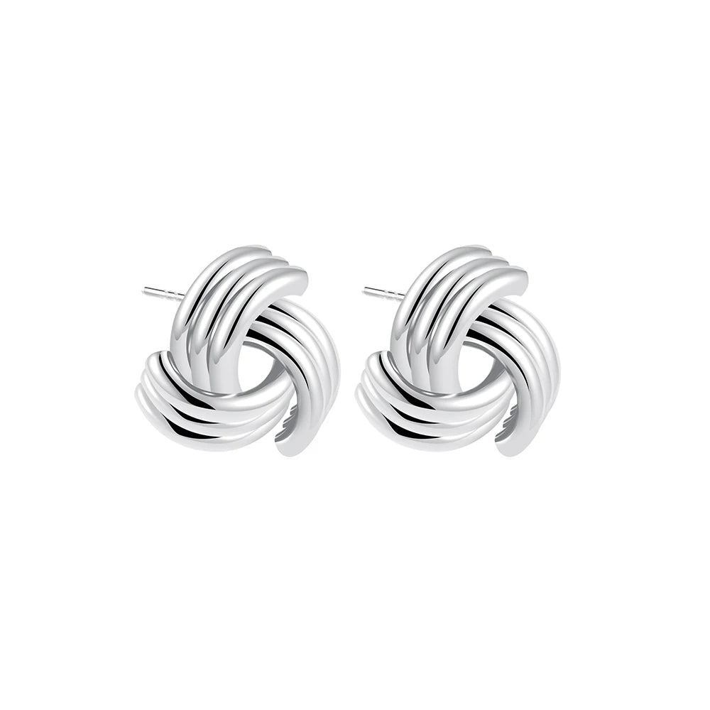 Trendy Stainless Steel Multilayer Circle Twist Knot Earrings for Women Texture Mixed Color Gold Plated Statement Earring Bijoux
