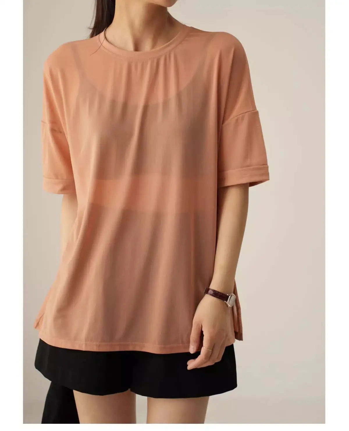 Summer Large Size Fitness Loose Running Sports Hoodie Mesh Round Neck Short Sleeve T-Shirt Breathable Quick Dry Yoga Top Gym
