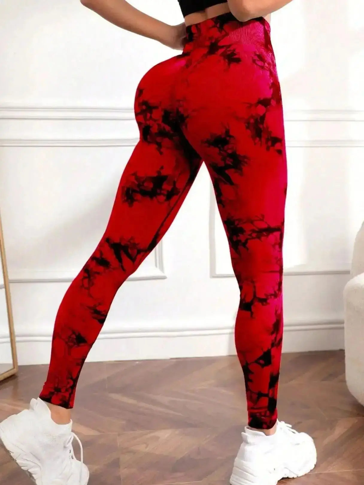 Women Tie Dye Gym Leggings Seamless Stretch Athletic Push Up Pants Scrunch Sports Fitness High Waist Workout Yoga Leggins
