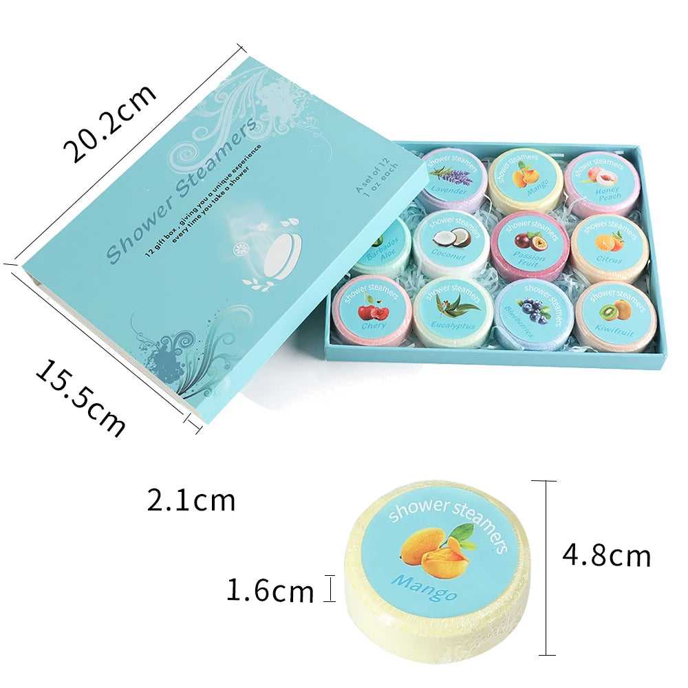 Shower Steamers Aromatherapy - 12 Pack Shower Bombs with Essential Oils Mint Eucalyptus Scent for Shower,