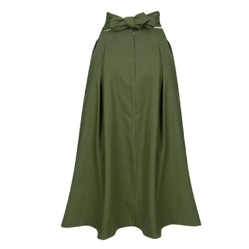 2025 New Autumn Black Skirts Womens Korean Fashion Solid Color Big Swing Female Skirt Long Skirt Wild High Waist Bow Slim Skirts