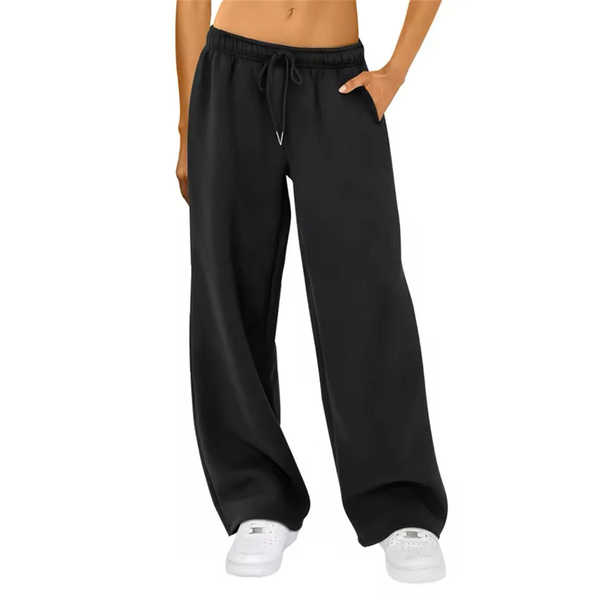 Women Solid Elastic Waist Pants 2025 Autumn Winter New In Baggy Joggers Trousers Straight Casual Sweatpants Fashion Y2K Clothing