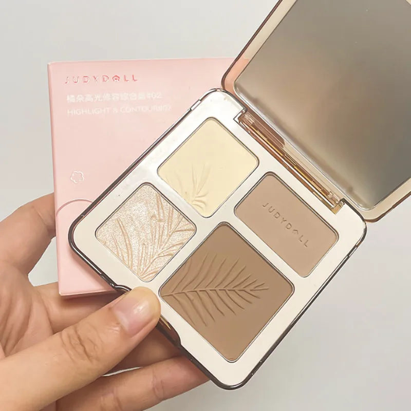 Judydoll Facial Highlighter Makeup Palette Face Matte Shadow Lasting Glow Brighten Contour Shimmer Powder 3D Nose Cosmetic