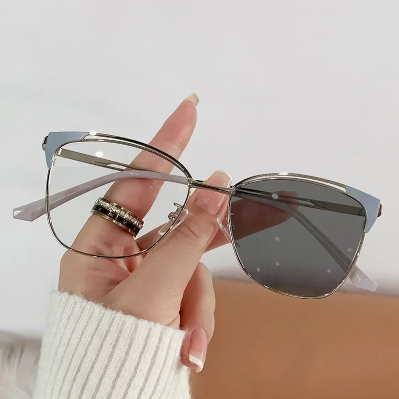 Retro Lady Cat Eye Glasses Frame Anti Blue Light Photochromic Glasses Computer Goggles Women Eyewear Clear Lens Gafas Mujer