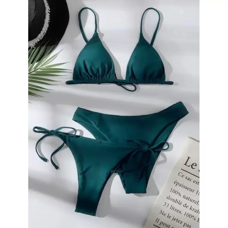 3 Pieces Bikini Set Women Push Up Swimsuit with 2 Bottoms Low & Mid Waist Adjustable Straps Summer Beachwear Bathing Suit 2025