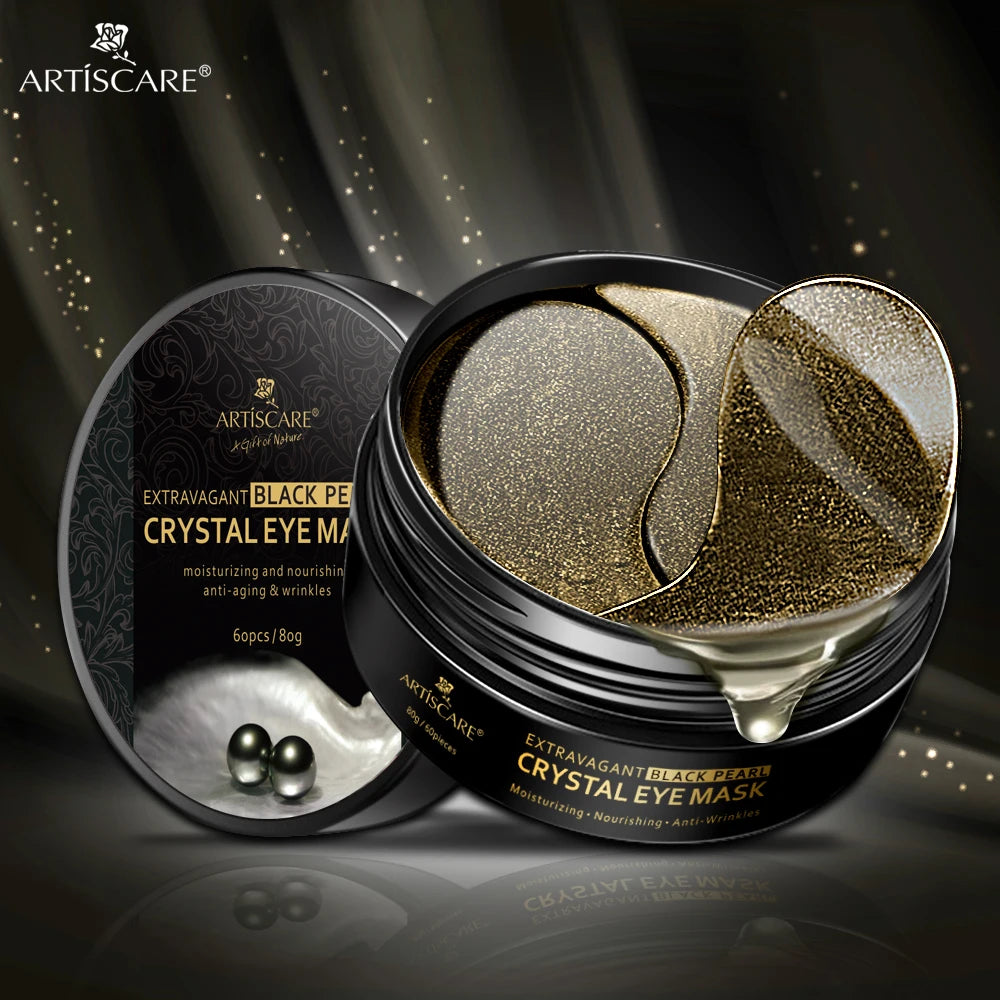 ARTISCARE Black Pearl Eye Patches 60pcs for Moisturizing and Dark Circles Collagen Under Eye Mask Skin Care Products
