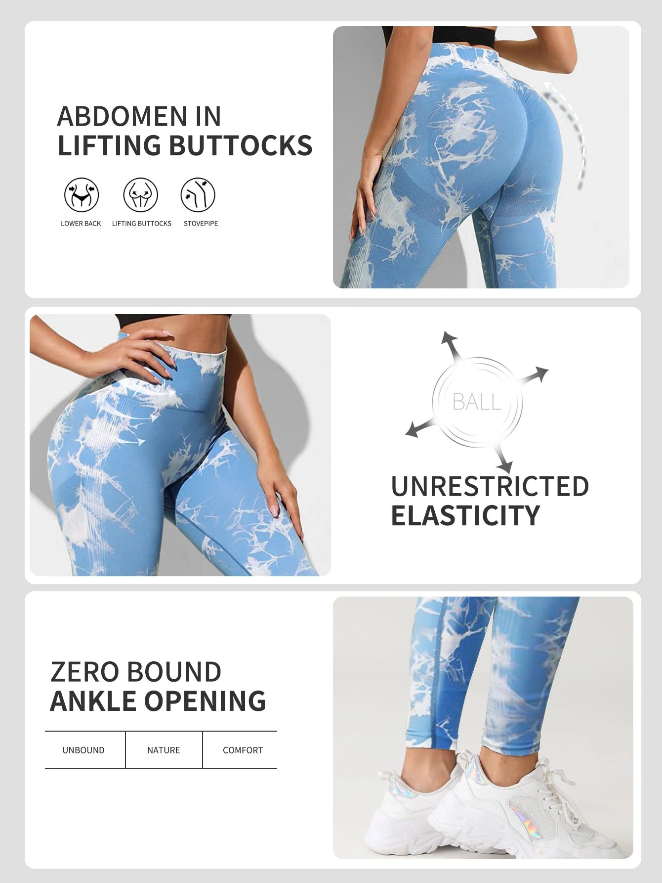 Women Tie Dye Gym Leggings Seamless Stretch Athletic Push Up Pants Scrunch Sports Fitness High Waist Workout Yoga Leggins
