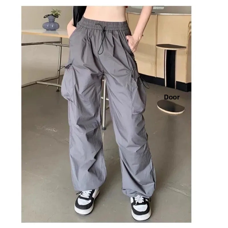 Retro American Work Pants Women's Summer New Style Super Hot INS Spicy Girl Casual Straight Leg Wide Leg Long Trousers
