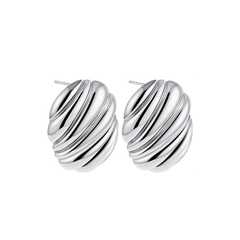 Trendy Stainless Steel Multilayer Circle Twist Knot Earrings for Women Texture Mixed Color Gold Plated Statement Earring Bijoux