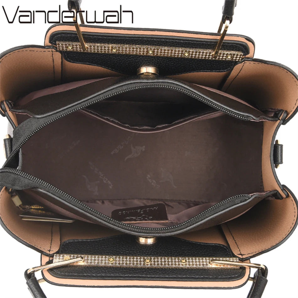2025 Luxury Women Designer 3 Layers Shoulder Crossbody Sac Ladies Large Capacity Leather Handbags Shopper Brand Messenger Totes