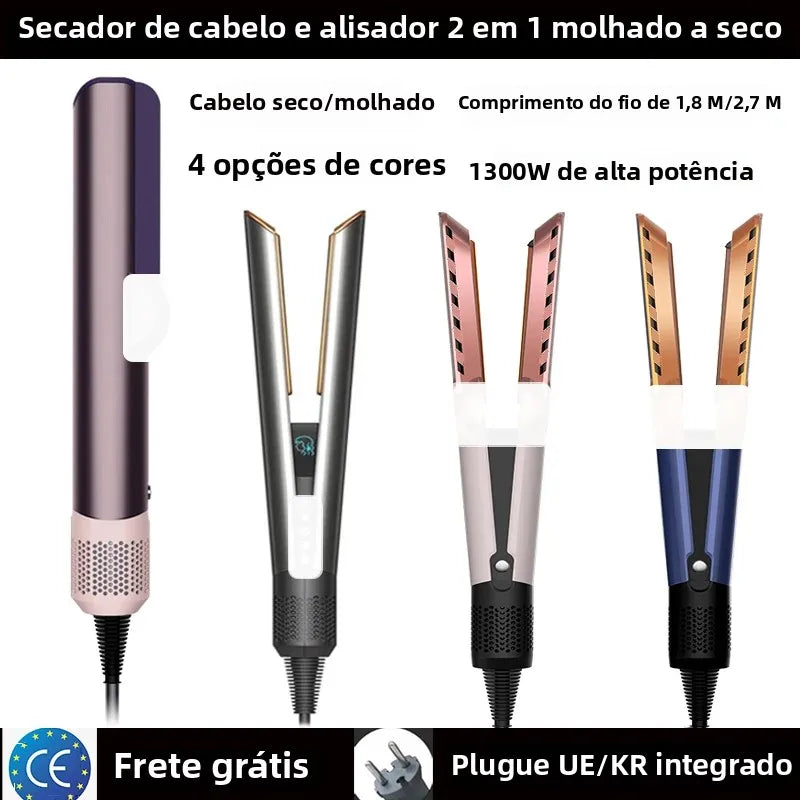 2-in-1 Hair Straightener and Dryer Combo - Negative Ion Heating Flat Iron for Quick, Long - Lasting Hair Styling at Home，salon