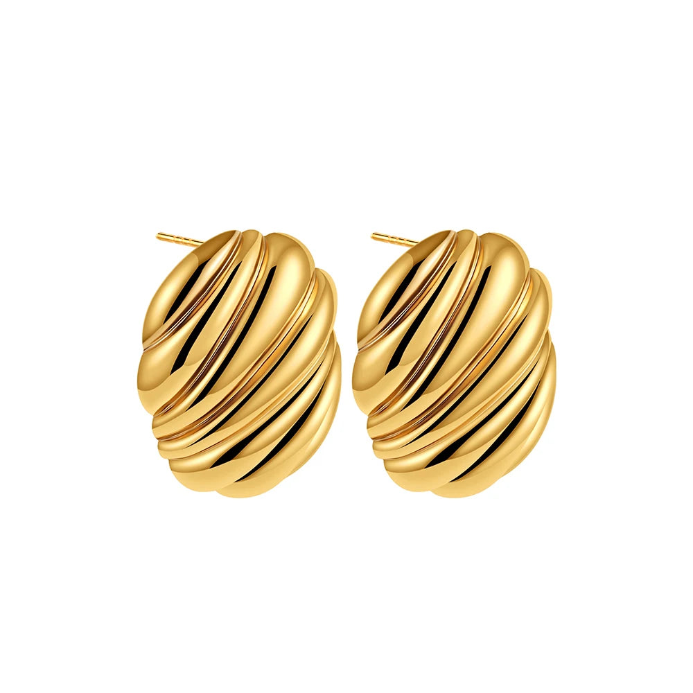 Trendy Stainless Steel Multilayer Circle Twist Knot Earrings for Women Texture Mixed Color Gold Plated Statement Earring Bijoux
