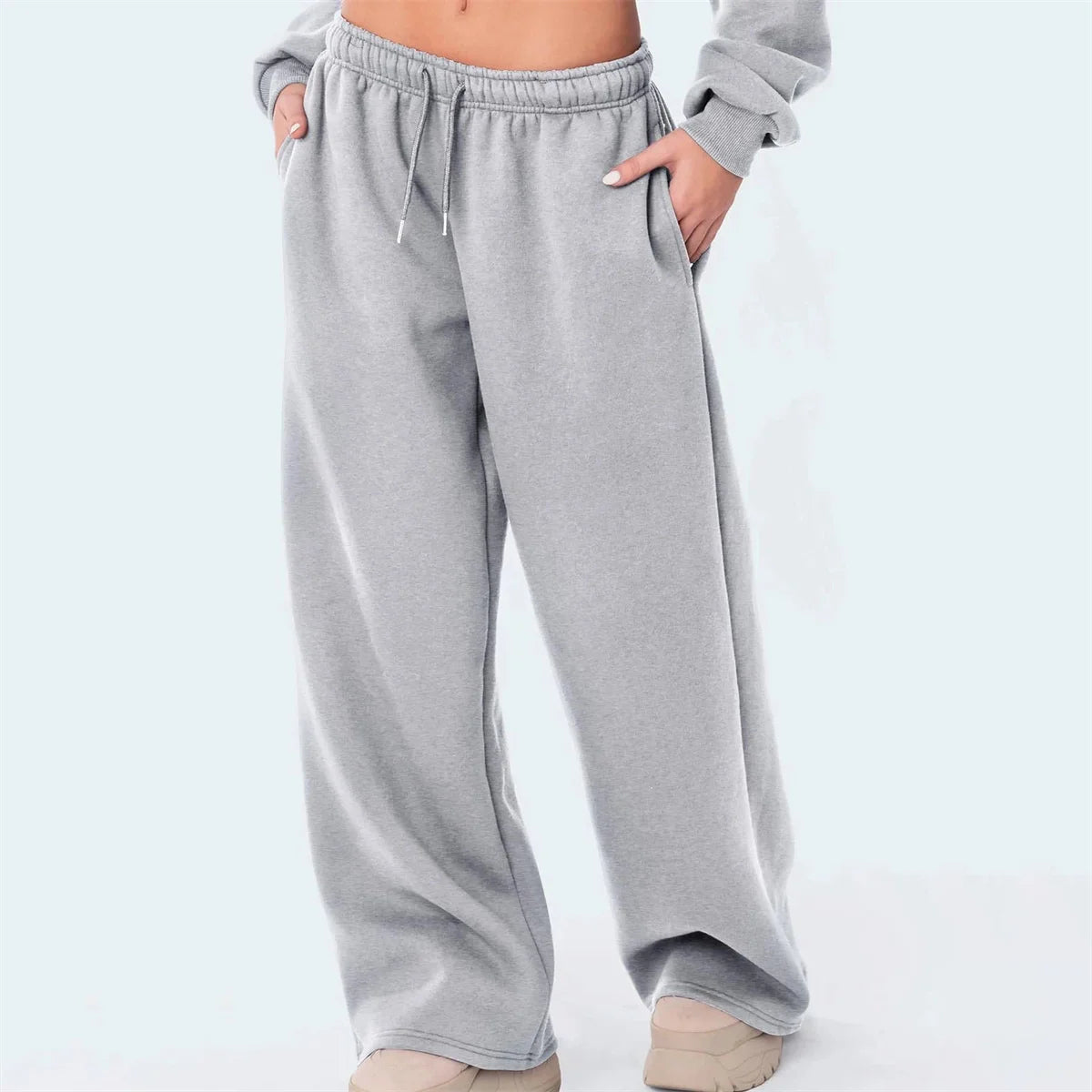 Women Solid Elastic Waist Pants 2025 Autumn Winter New In Baggy Joggers Trousers Straight Casual Sweatpants Fashion Y2K Clothing