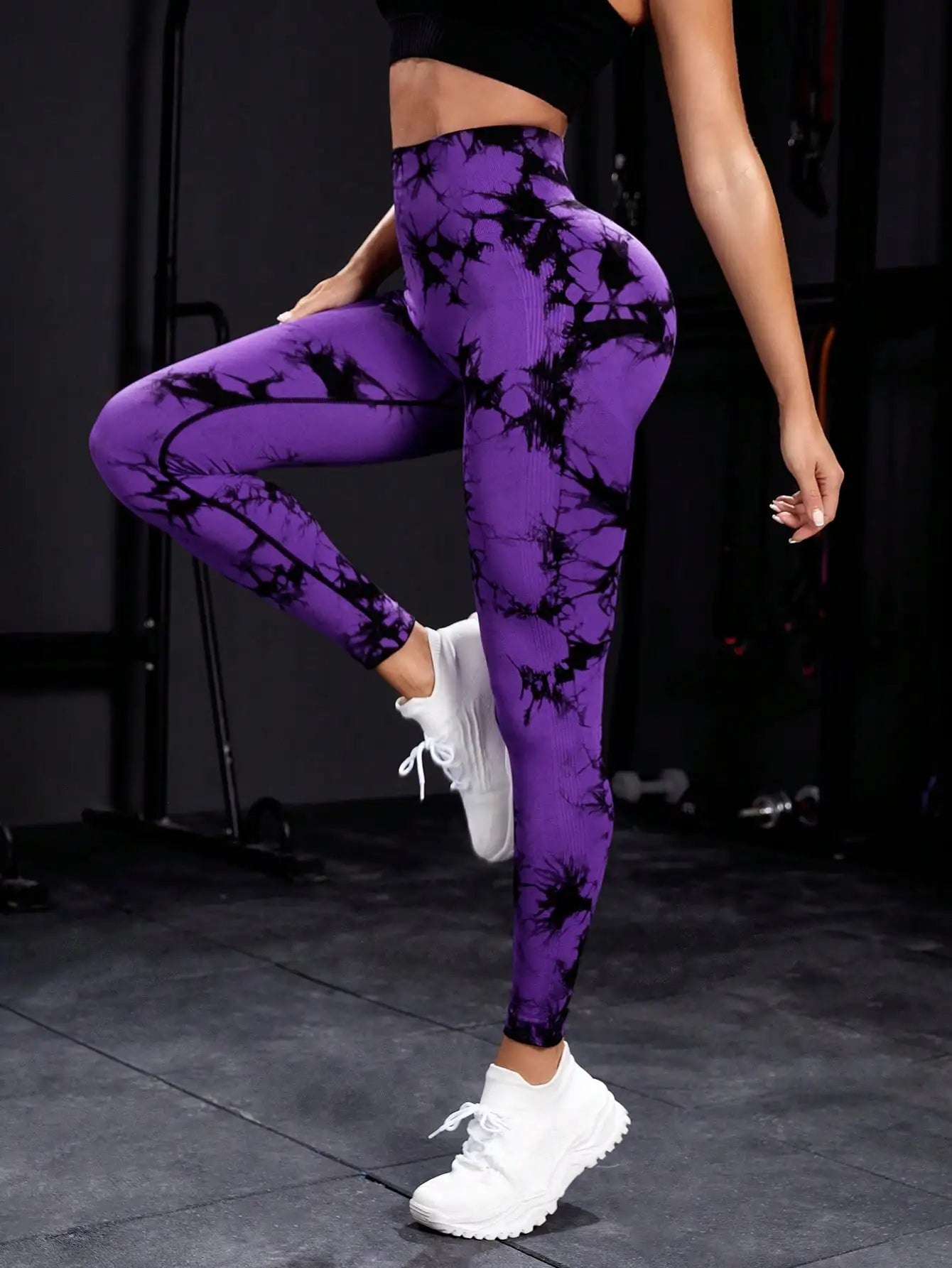Women Tie Dye Gym Leggings Seamless Stretch Athletic Push Up Pants Scrunch Sports Fitness High Waist Workout Yoga Leggins