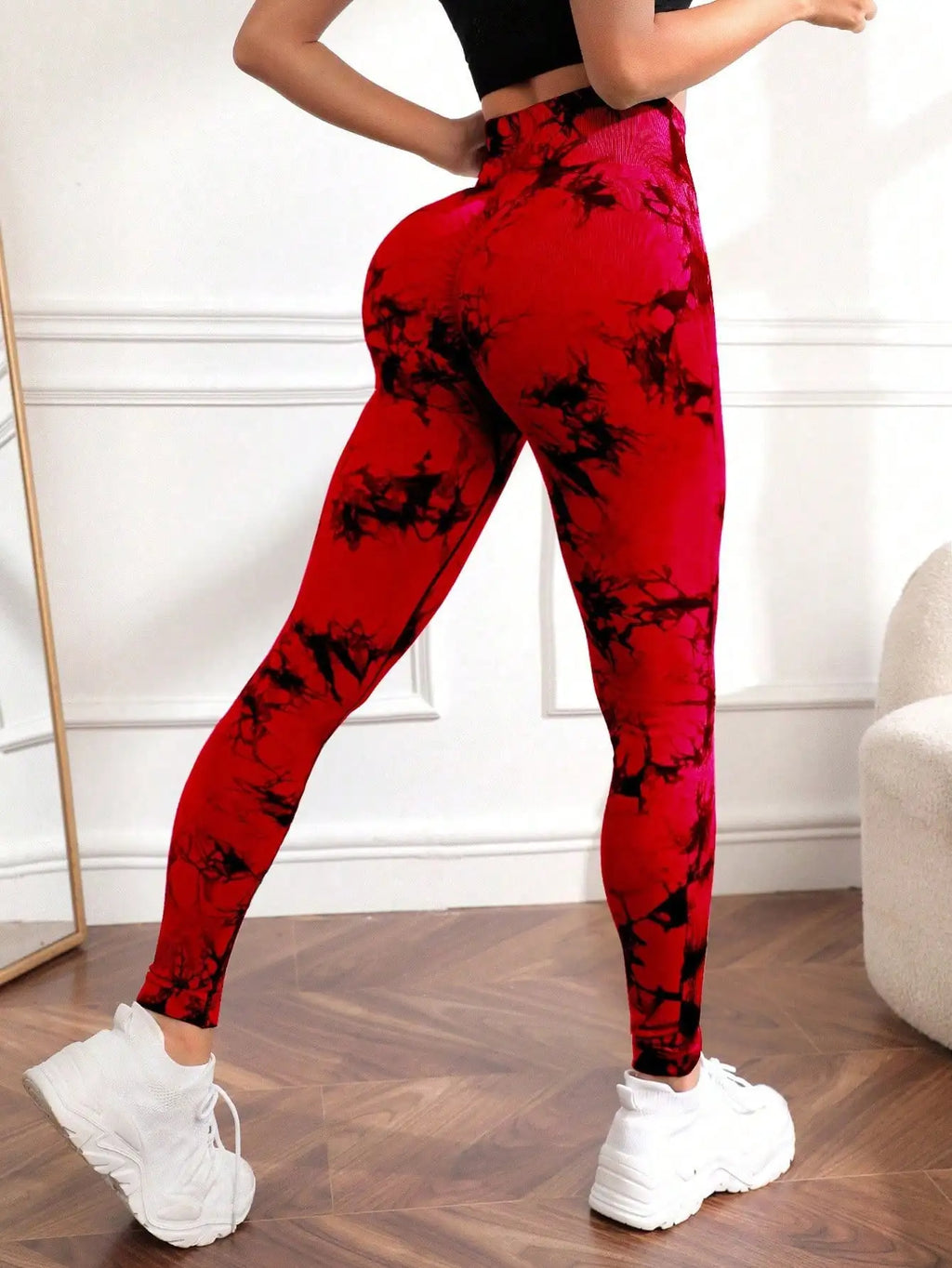 Women Tie Dye Gym Leggings Seamless Stretch Athletic Push Up Pants Scrunch Sports Fitness High Waist Workout Yoga Leggins