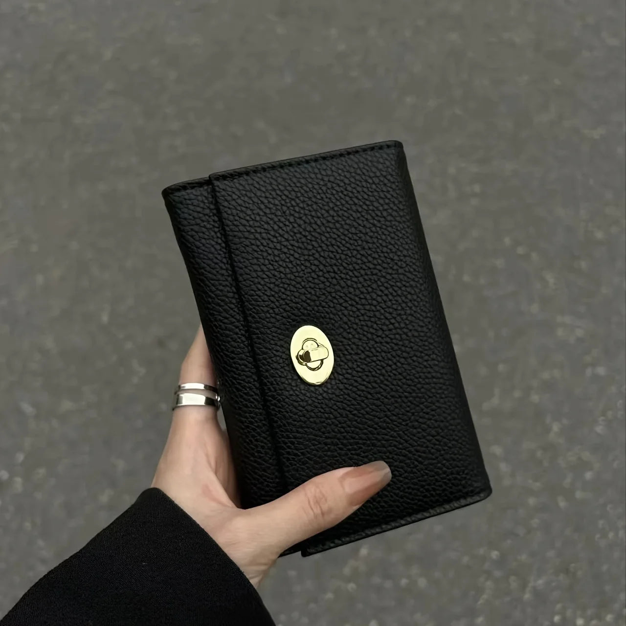 Exquisite Black Women's Wallet - Cool Style Compact Card Holder Wallet, Multiple Card Slots and Short Wallets