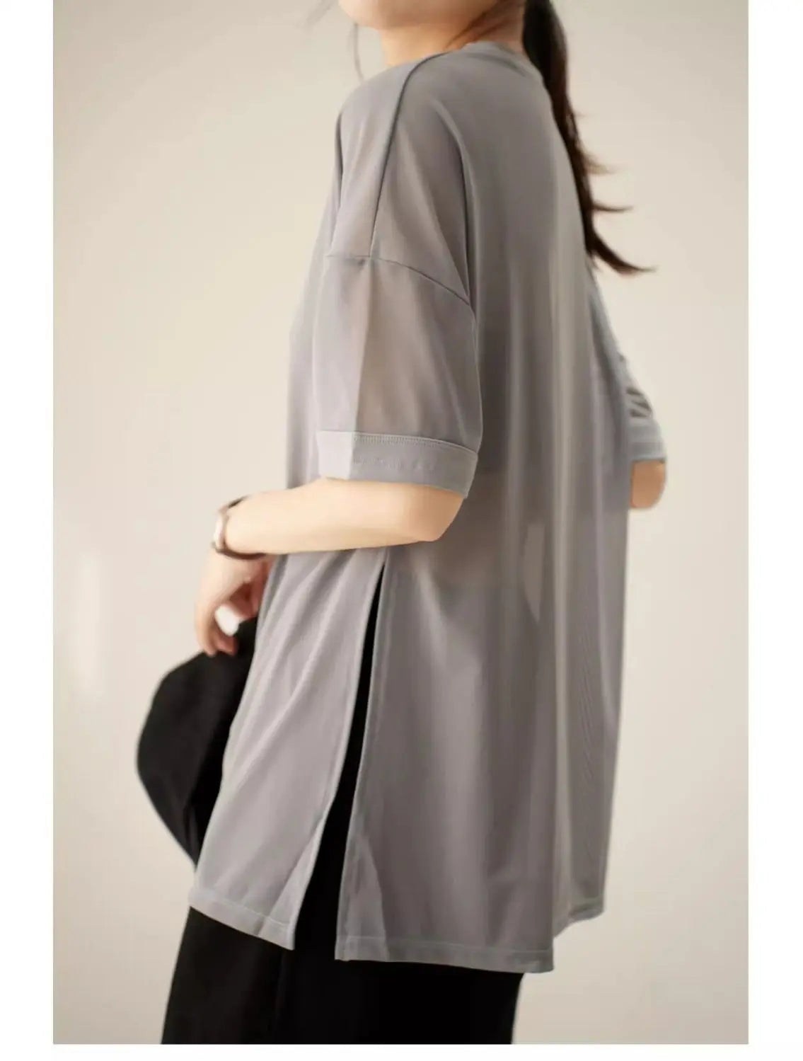 Summer Large Size Fitness Loose Running Sports Hoodie Mesh Round Neck Short Sleeve T-Shirt Breathable Quick Dry Yoga Top Gym
