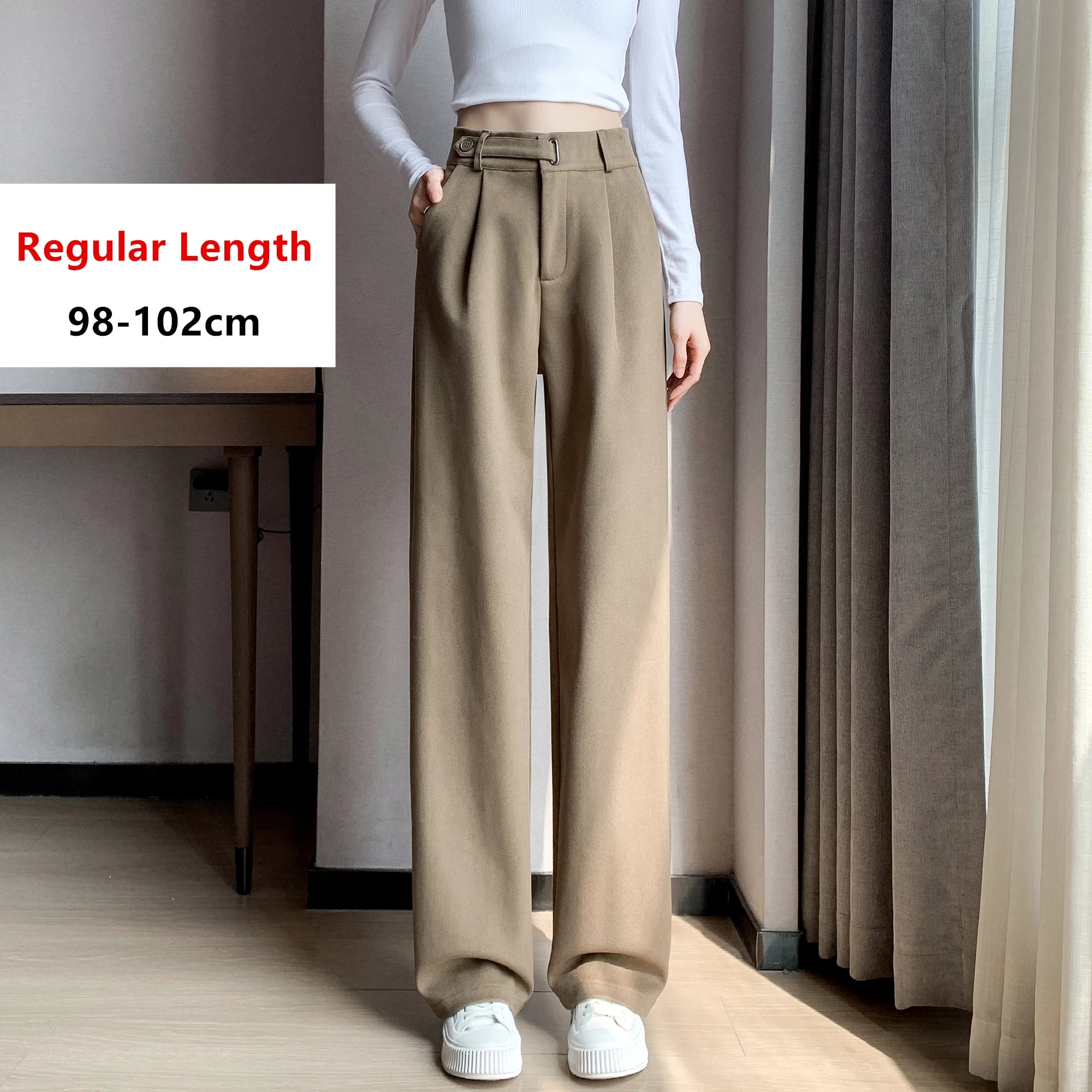 Seoulish Autumn Winter Thicken Woolen Casual Loose Full Length Pants 2025 New Button High Waist Chic Wide Leg Trousers Female