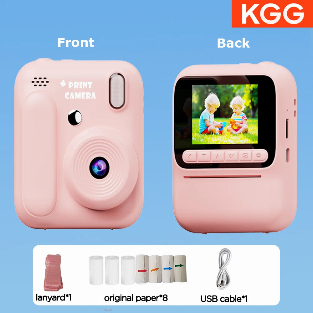 Color Printing Camera  Kids Instant Camera 32GB 1080P Thermal Print Digital Camera Print Photo Video Games Music Children Gift