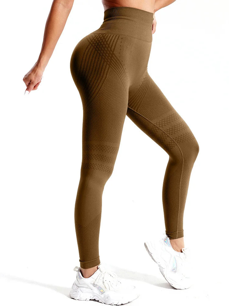 One piece high waisted fitness pants, high elasticity hip lifting exercise tight yoga tight