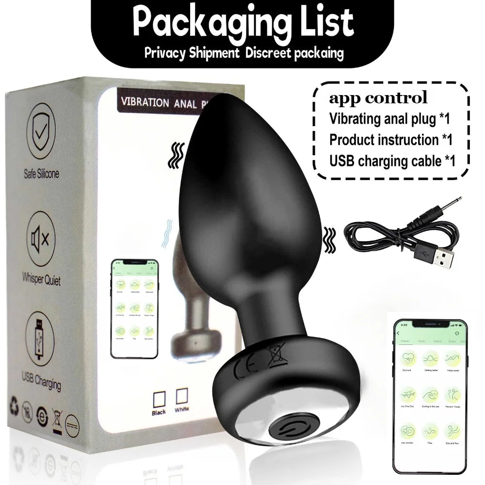 Bluetooth Remote Control Anal Vibrator 10 Modes Butt Plug Men Prostate Massager Stimulator Butt Plug Female Masturbator Sex Toys