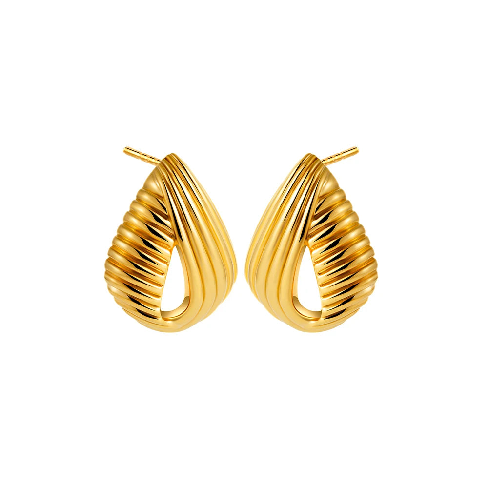 Trendy Stainless Steel Multilayer Circle Twist Knot Earrings for Women Texture Mixed Color Gold Plated Statement Earring Bijoux