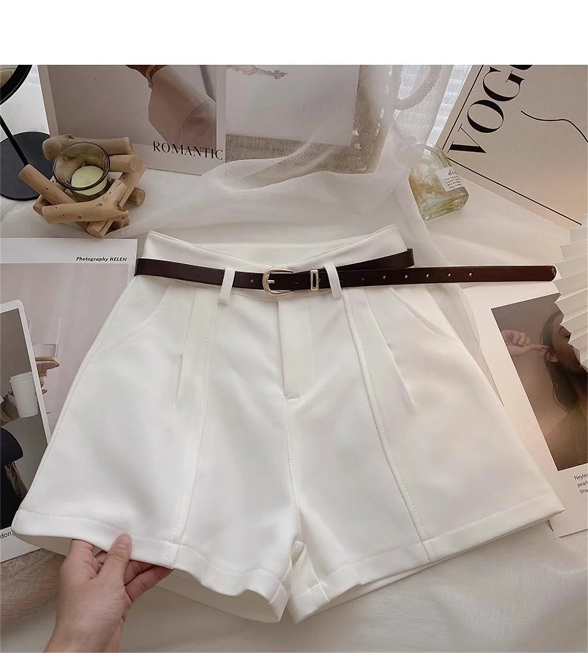 High Waist Short Pant For Women Spring Summer Solid A Line Pants Female Vintage Casual Street Shorts Korean Office Lady Trousers