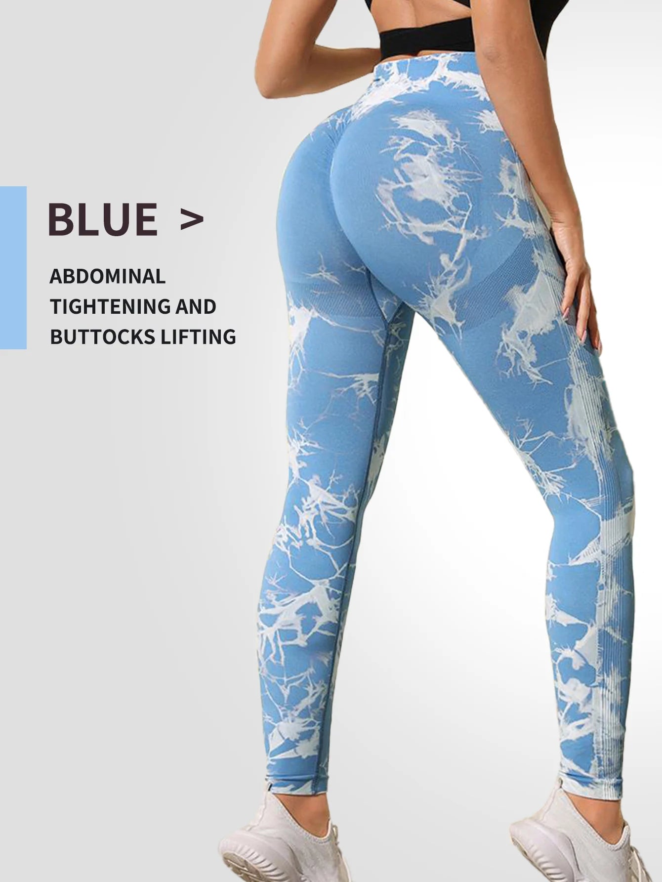 Women Tie Dye Gym Leggings Seamless Stretch Athletic Push Up Pants Scrunch Sports Fitness High Waist Workout Yoga Leggins