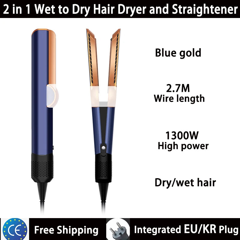 2-in-1 Hair Straightener and Dryer Combo - Negative Ion Heating Flat Iron for Quick, Long - Lasting Hair Styling at Home，salon