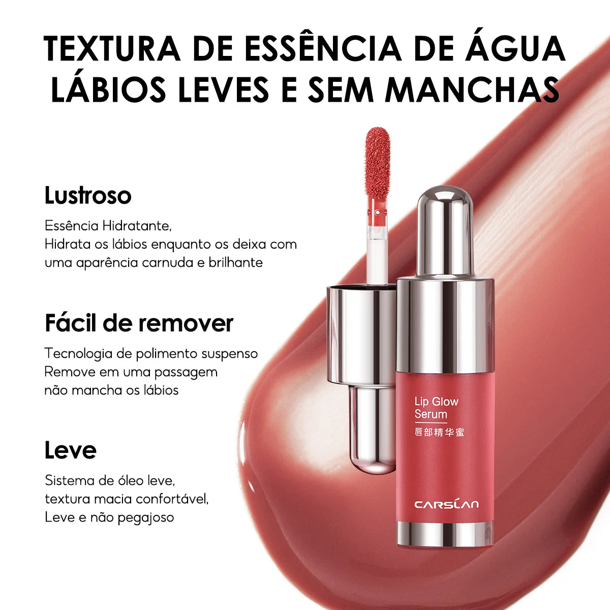 CARSLAN Tinted Lip Glow Serum Essential oil Moisturizing Lip Glaze Plumper Mirror Water Lip Gloss Lipstick Cosmetics