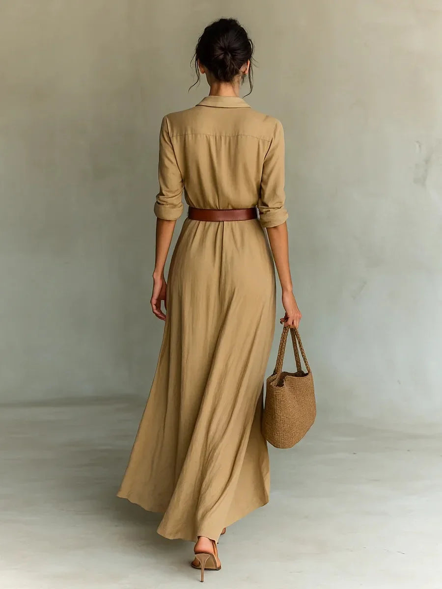 2025 New Autumn Woman Sexy Deep V Neck Hollow Long Dress Elegant Solid Belted Irregular Party Long Sleeve Slim Casual Dresses