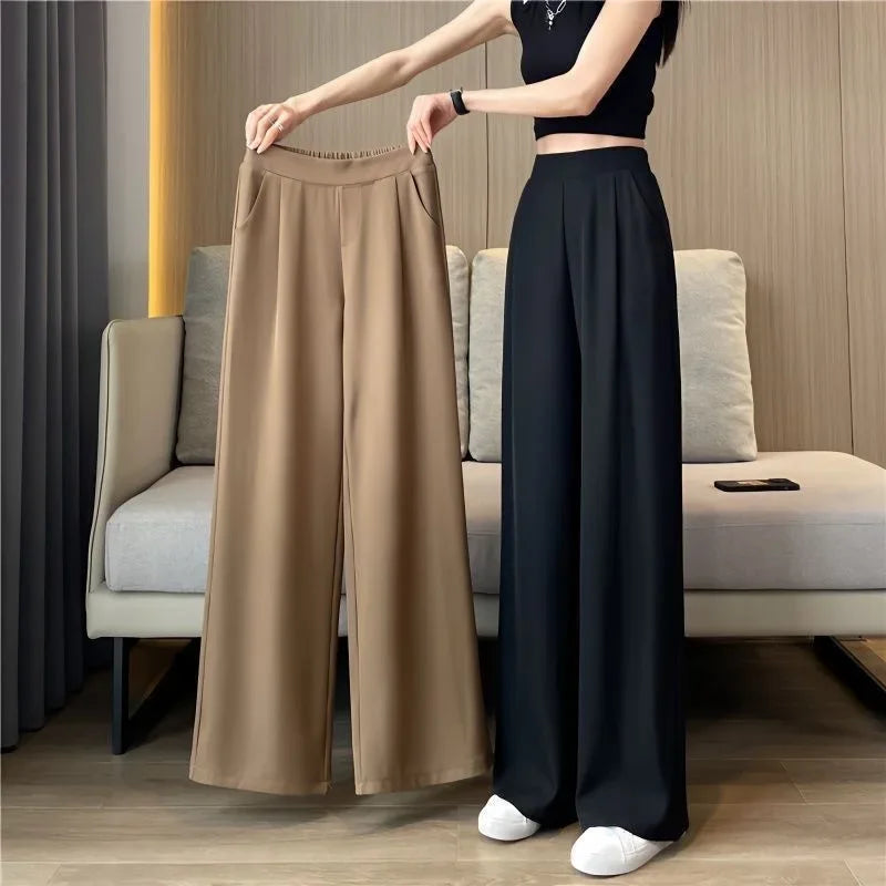 Summer New Women's Suit Wide Leg Pants Thin High Waist Drape Loose Slimming Casual Straight Leg Trousers by None( AE Stock)
