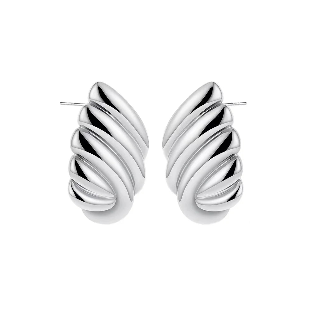 Trendy Stainless Steel Multilayer Circle Twist Knot Earrings for Women Texture Mixed Color Gold Plated Statement Earring Bijoux